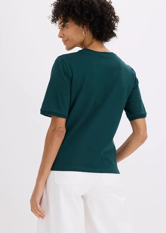 T-shirt &agrave; liser&eacute;s en dentelle, bonprix