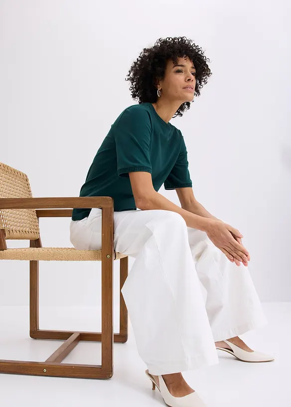 T-shirt &agrave; liser&eacute;s en dentelle, bonprix