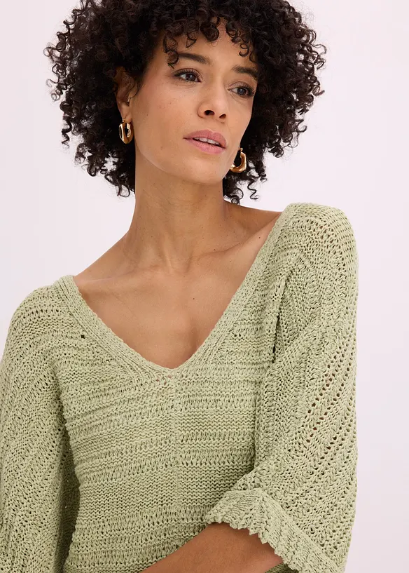 Pull en maille ajour&eacute;e, bonprix