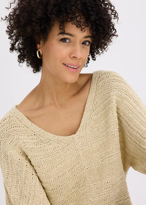 Pull en maille ajour&eacute;e, bonprix