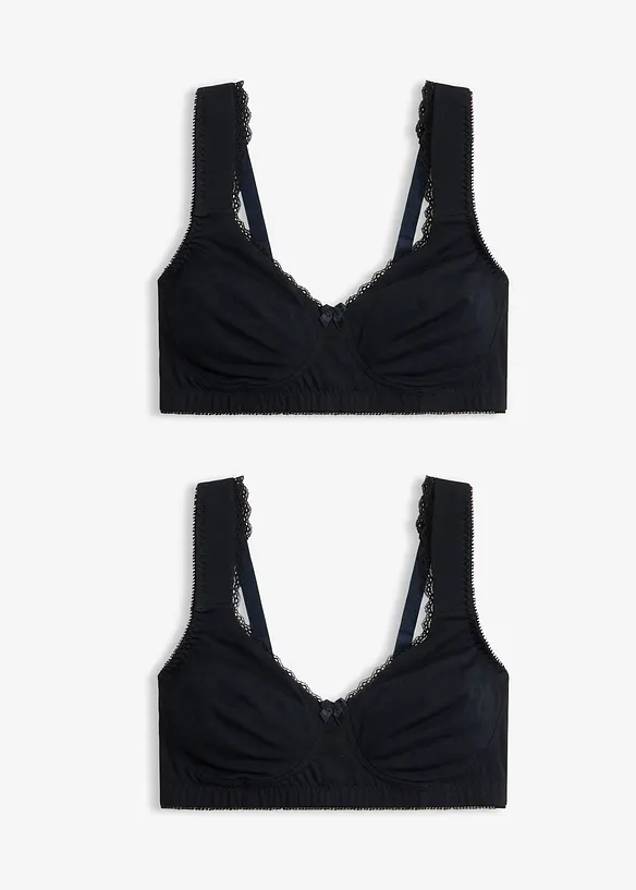 Lot de 2 soutiens-gorge minimiseurs moul&eacute;s coton, sans armatures, bonprix
