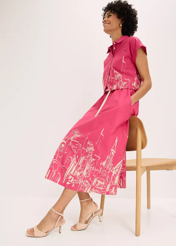 Jupe midi 100% coton, bonprix