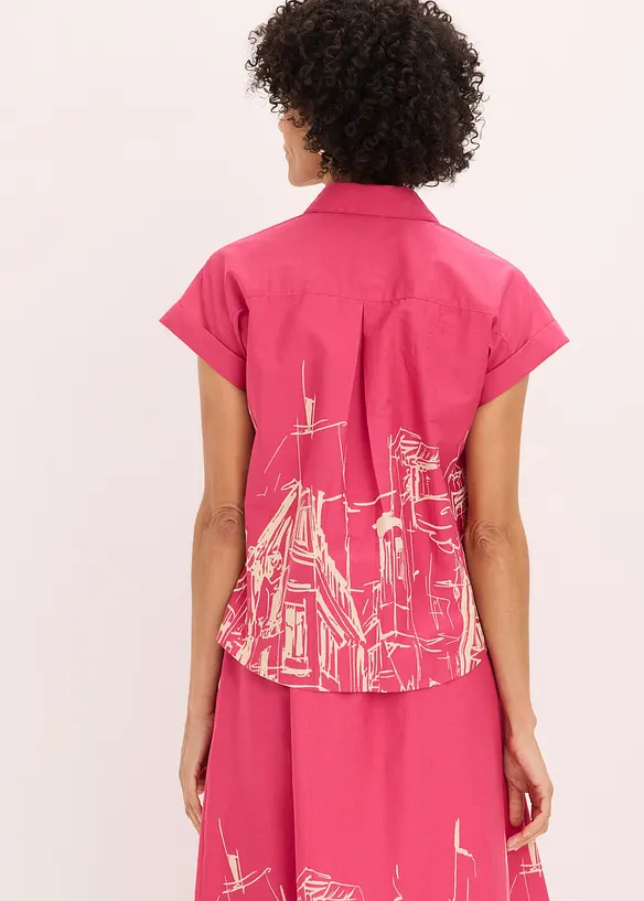 Chemisier manches courtes oversize en popeline de coton, bonprix