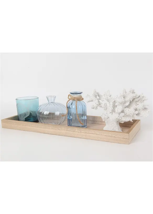 Ensemble plateau d&eacute;co avec vases + photophore (ens. 5&nbsp;pces), bonprix
