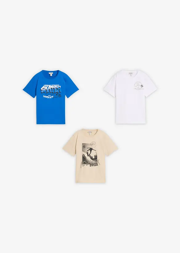 Lot de 3 T-shirts 100% coton, bonprix