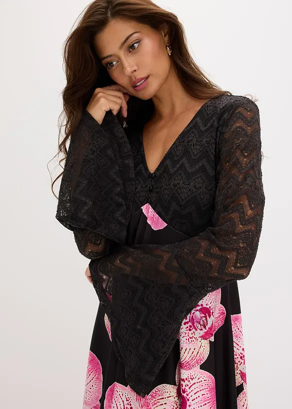 Robe en jersey &agrave; dentelle, bonprix