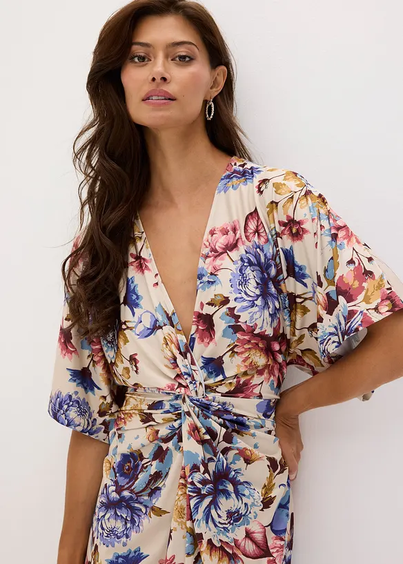 Robe midi twist&eacute;e devant, bonprix