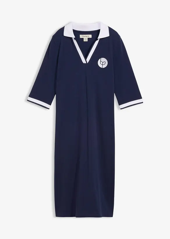 Robe longueur genou en tissu &eacute;ponge avec col polo, bonprix
