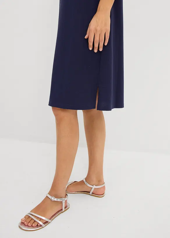 Robe longueur genou en tissu &eacute;ponge avec col polo, bonprix