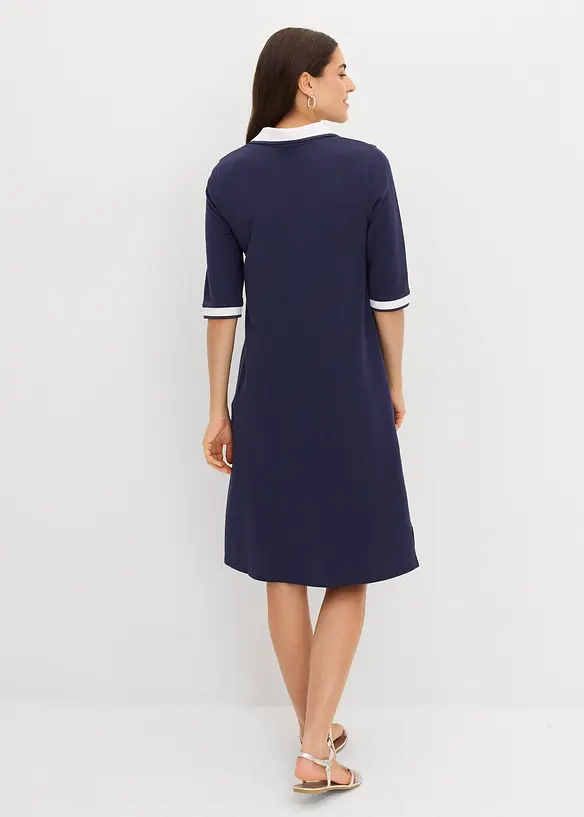 Robe longueur genou en tissu &eacute;ponge avec col polo, bonprix