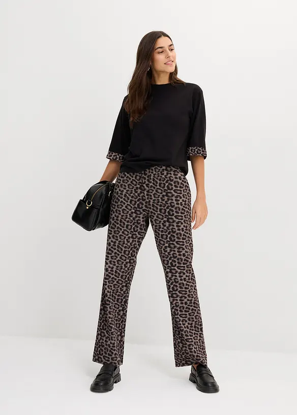 Sweat en coton extensible &agrave; d&eacute;tails l&eacute;opard, bonprix