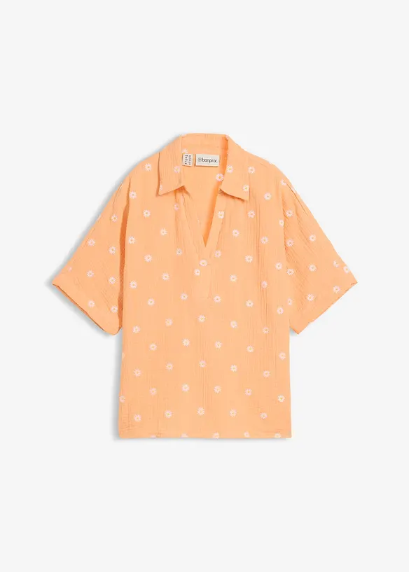 Blouse manches courtes en gaze de coton a&eacute;rien, bonprix