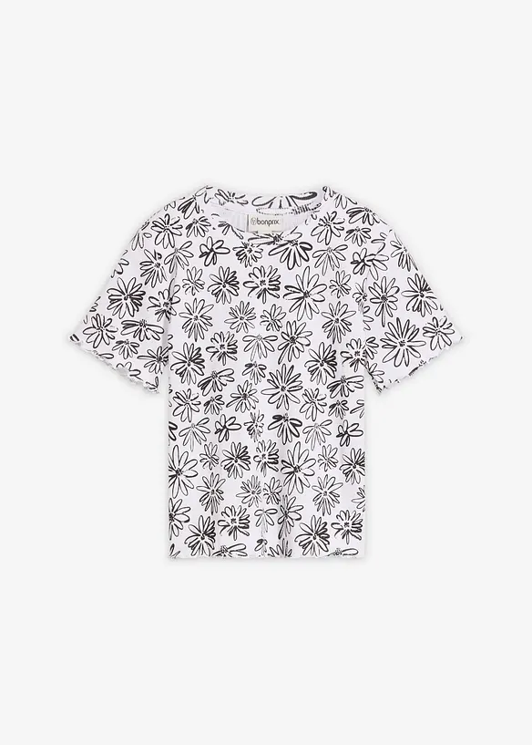 T-shirt court en coton m&eacute;lang&eacute;, bonprix