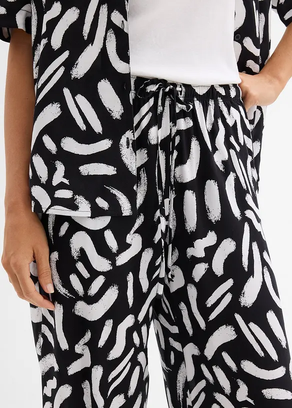 Pantalon imprim&eacute; en viscose fluide, taille &eacute;lastiqu&eacute;e, bonprix