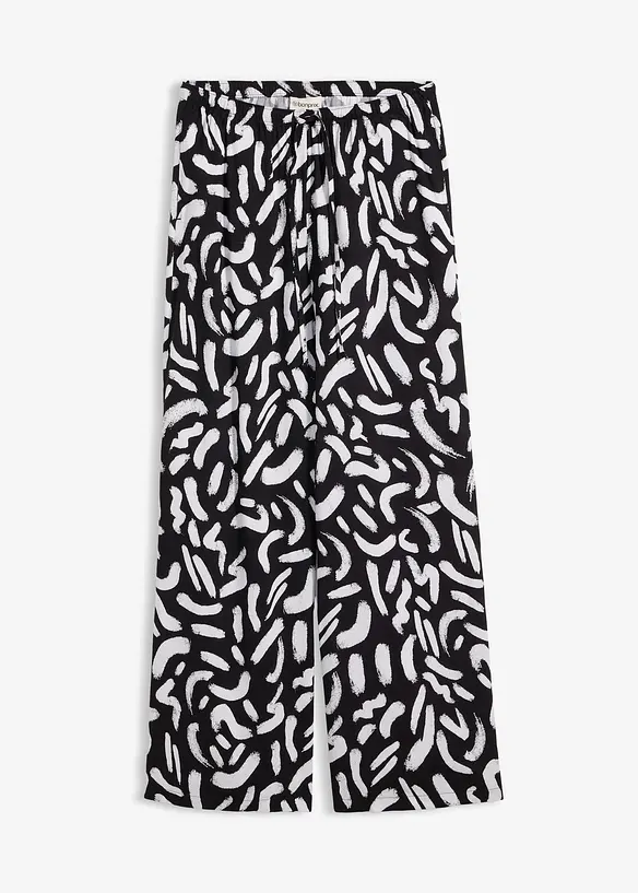 Pantalon imprim&eacute; en viscose fluide, taille &eacute;lastiqu&eacute;e, bonprix