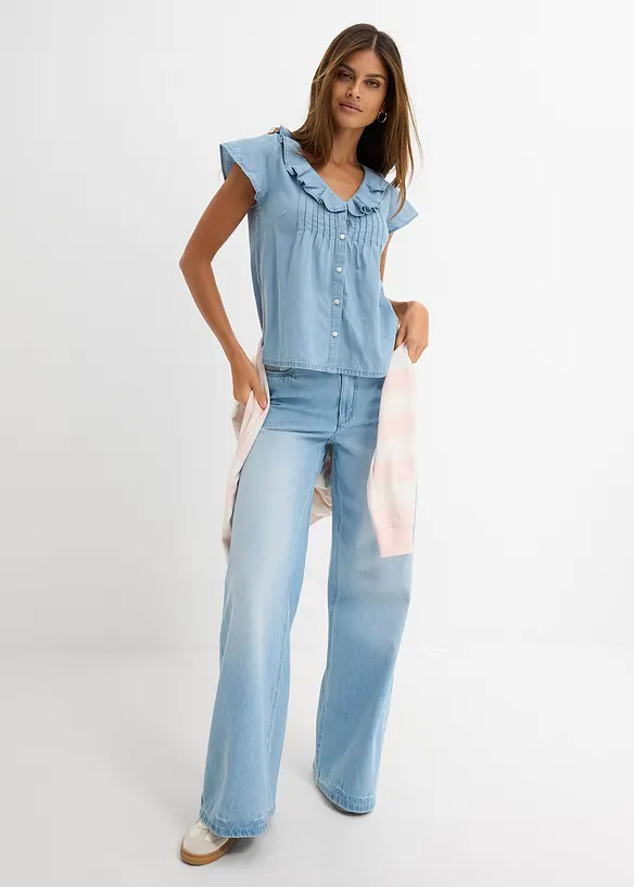 Top en jean 100% coton, bonprix