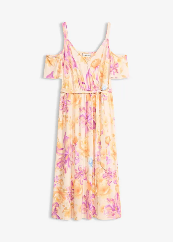 Robe midi &agrave; &eacute;paules d&eacute;couvertes, bonprix