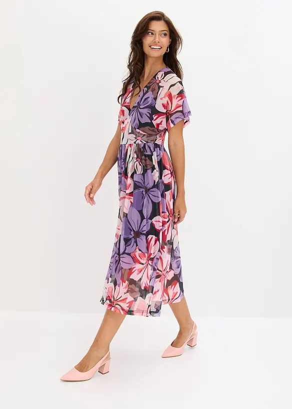 Robe midi &agrave; d&eacute;collet&eacute; plongeant, bonprix