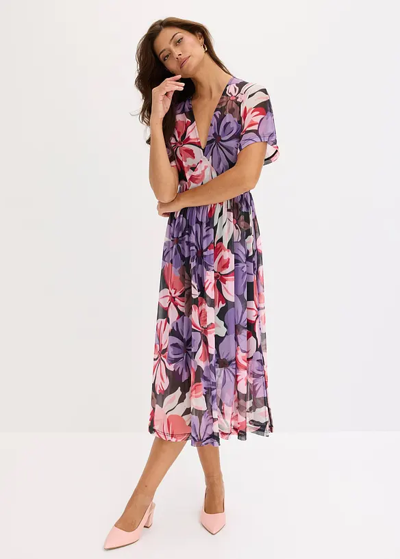 Robe midi &agrave; d&eacute;collet&eacute; plongeant, bonprix