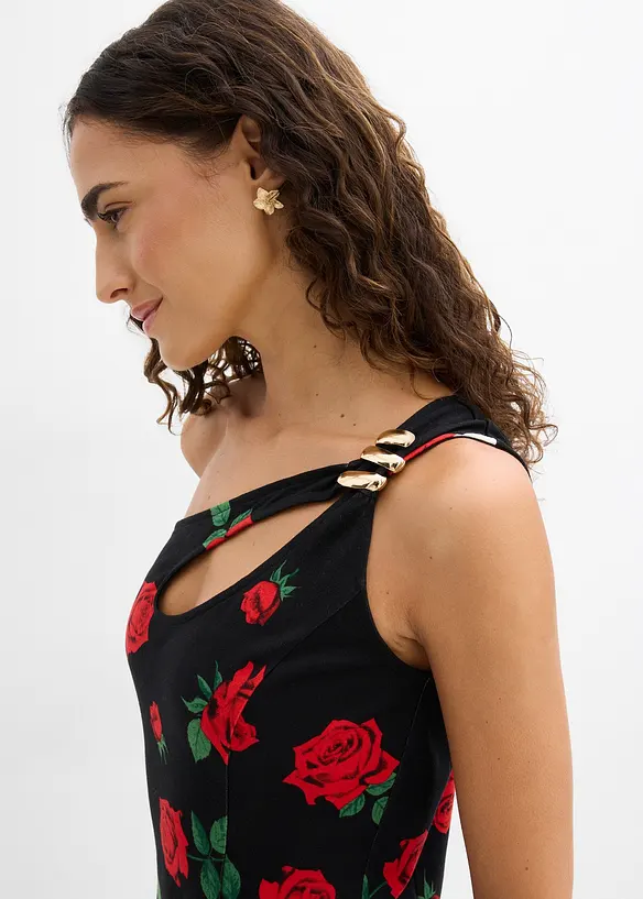 Top asym&eacute;trique avec bijou, bonprix