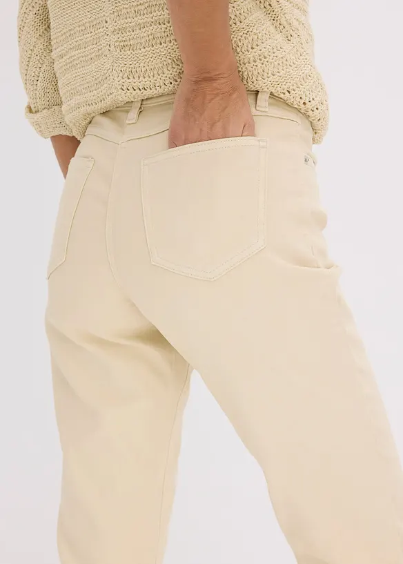 Pantalon en twill avec broderies, bonprix