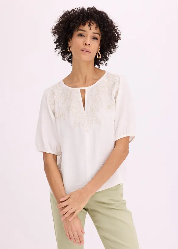Blouse longue brod&eacute;e, l&eacute;g&egrave;rement transparente, bonprix