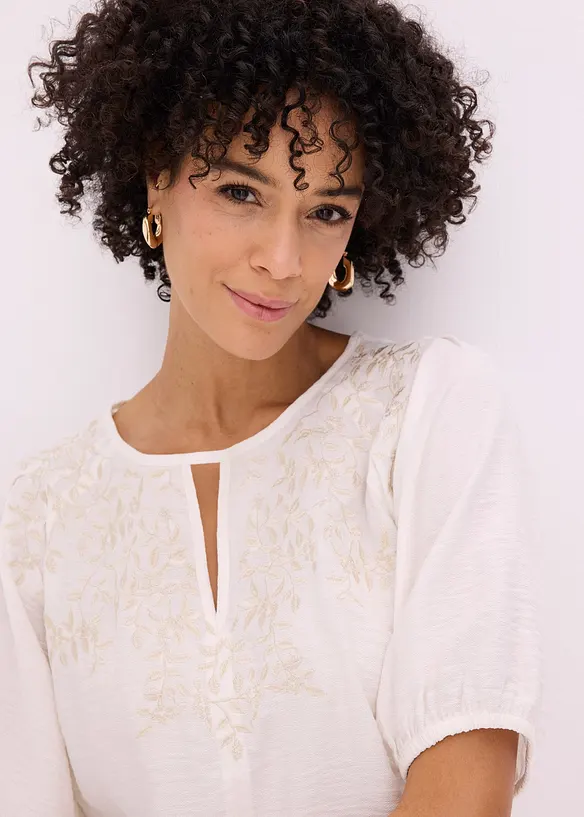 Blouse longue brod&eacute;e, l&eacute;g&egrave;rement transparente, bonprix