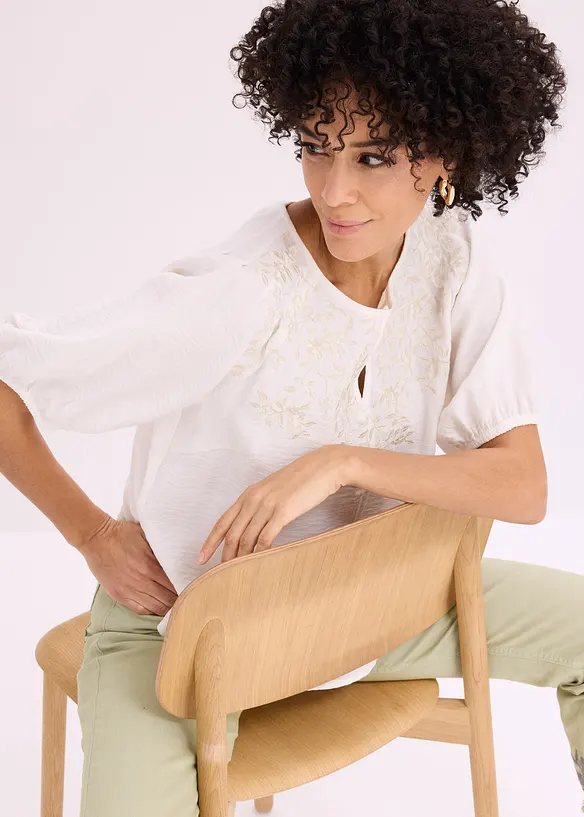 Blouse longue brod&eacute;e, l&eacute;g&egrave;rement transparente, bonprix