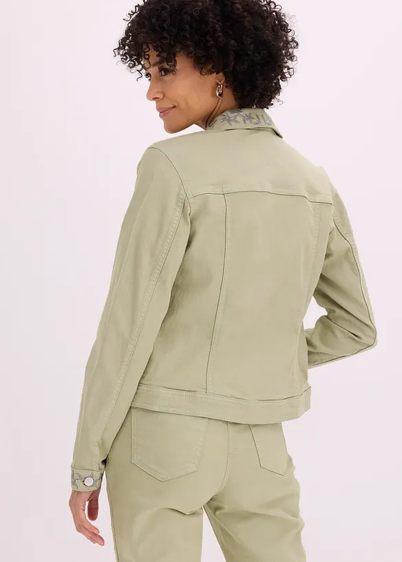 Veste en twill brod&eacute;e, bonprix