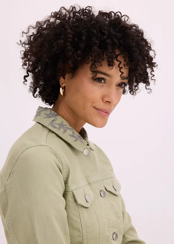 Veste en twill brod&eacute;e, bonprix