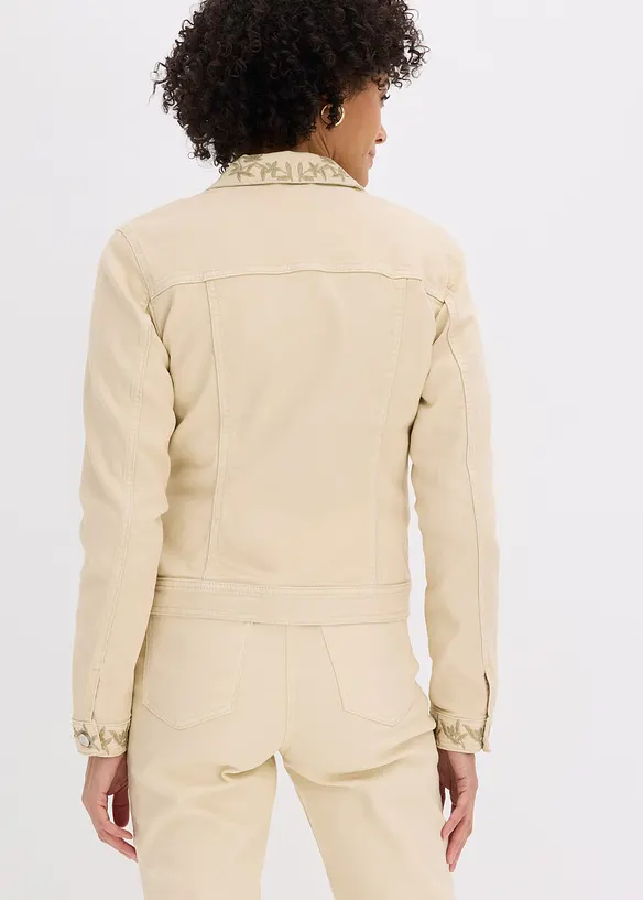 Veste en twill brod&eacute;e, bonprix