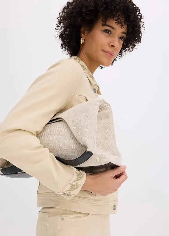 Veste en twill brod&eacute;e, bonprix