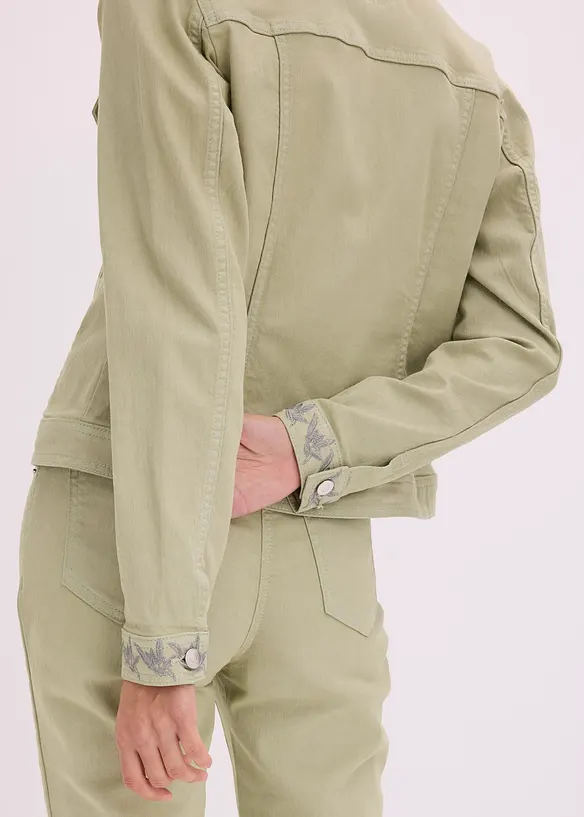 Veste en twill brod&eacute;e, bonprix