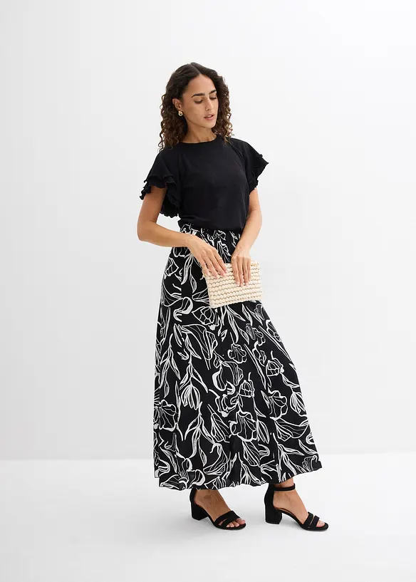 Jupe longue &agrave; effet froiss&eacute;, bonprix