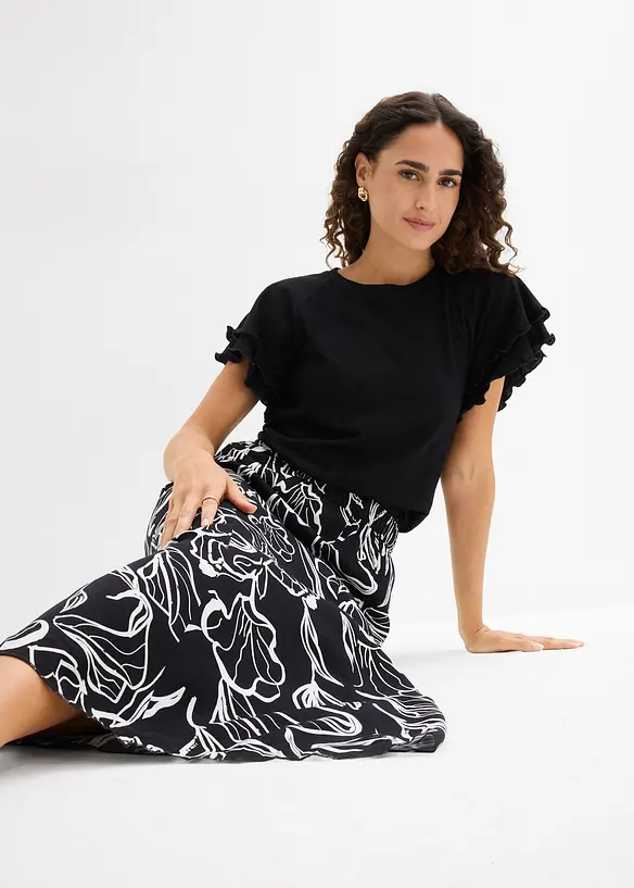 Jupe longue &agrave; effet froiss&eacute;, bonprix