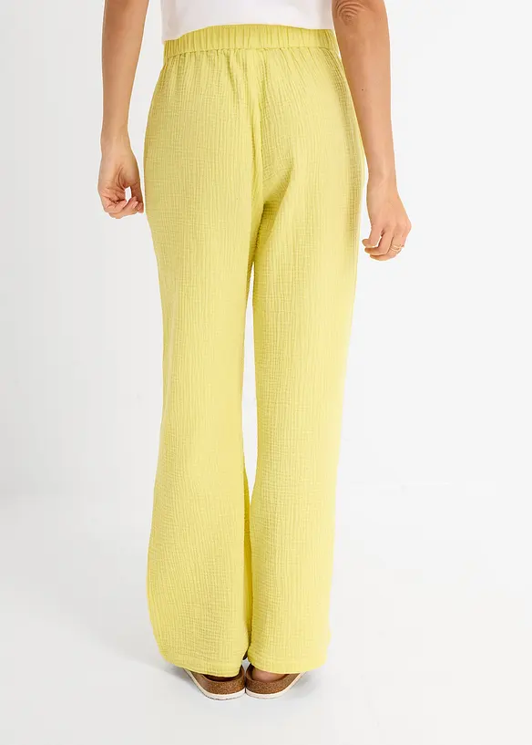 Pantalon en gaze de coton &agrave; taille &eacute;lastiqu&eacute;e, bonprix