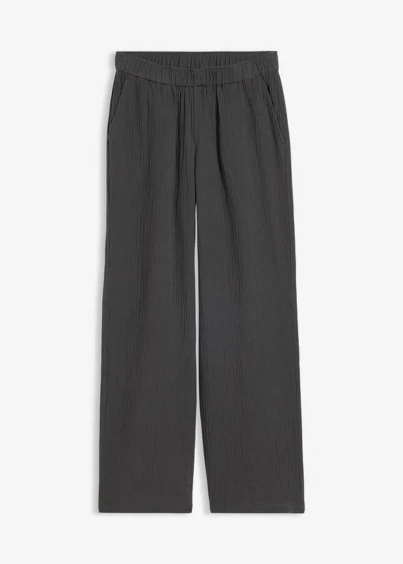 Pantalon en gaze de coton &agrave; taille &eacute;lastiqu&eacute;e, bonprix