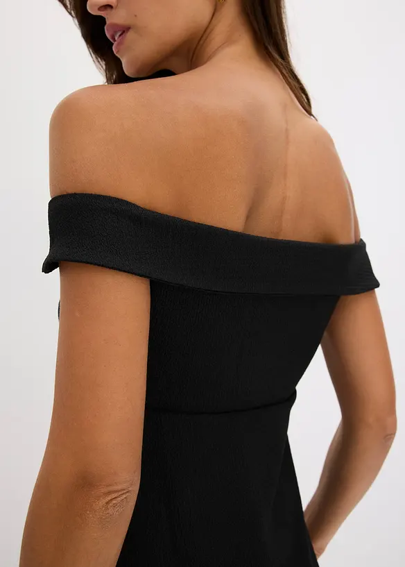 Haut &eacute;paules d&eacute;nud&eacute;es en cr&ecirc;pe textur&eacute;, bonprix