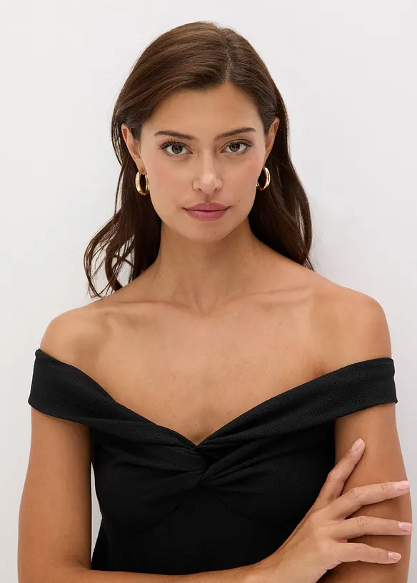 Haut &eacute;paules d&eacute;nud&eacute;es en cr&ecirc;pe textur&eacute;, bonprix