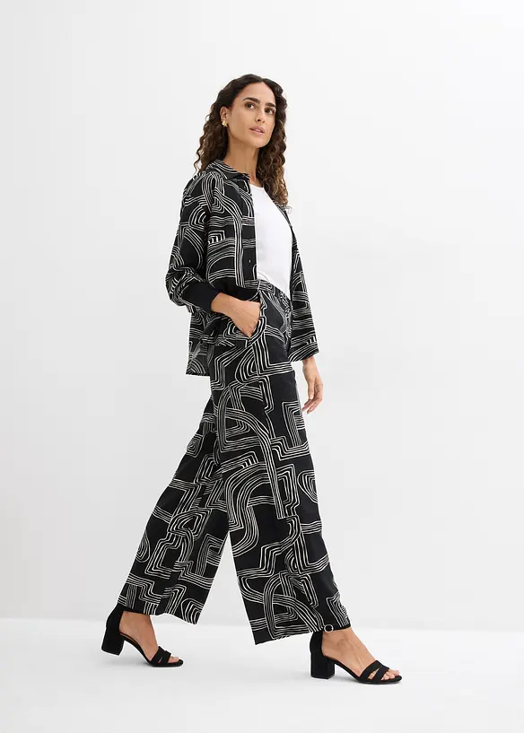 Pantalon large &agrave; pinces, bonprix