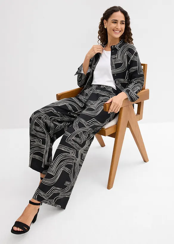 Pantalon large &agrave; pinces, bonprix