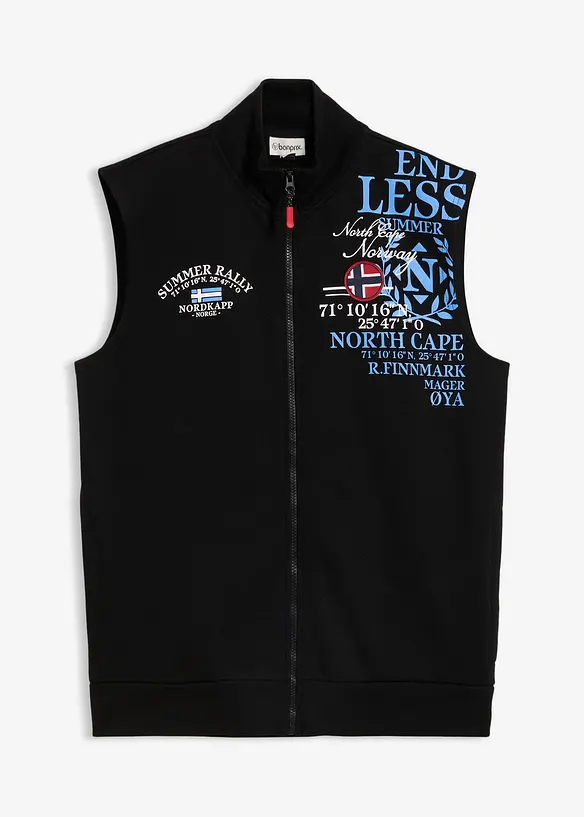 Sweat zipp&eacute; sans manches &agrave; col montant, bonprix