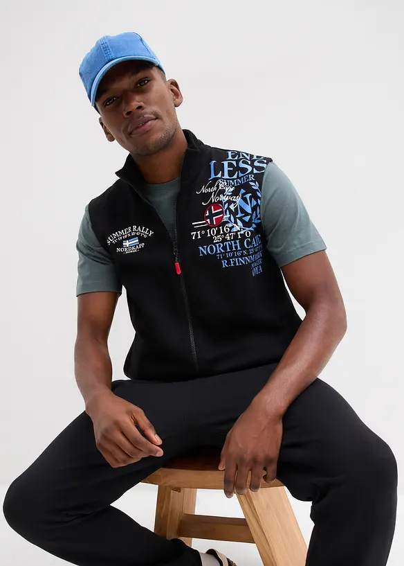 Sweat zipp&eacute; sans manches &agrave; col montant, bonprix