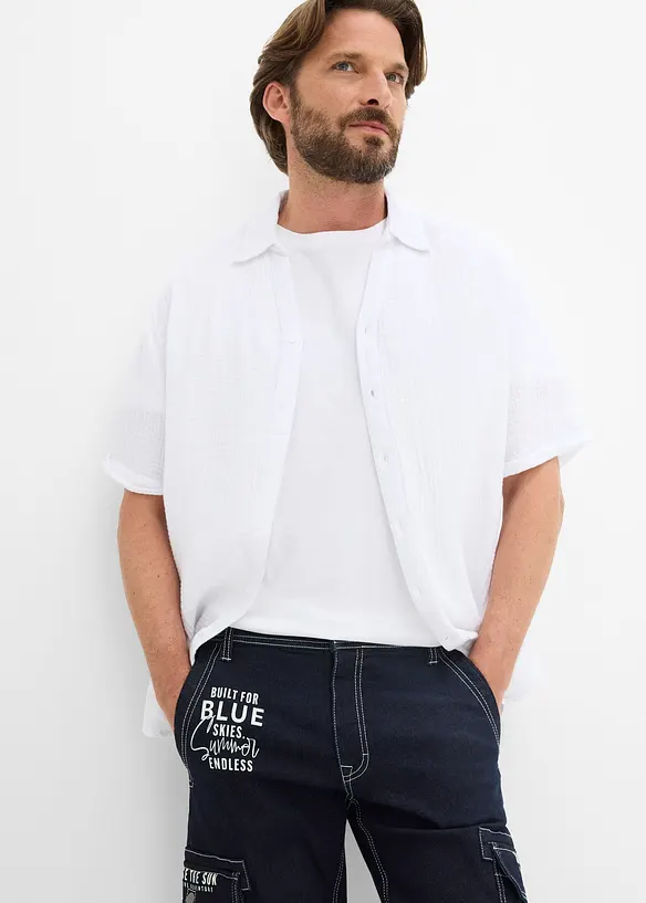 Jean cargo 3/4 regular &agrave; taille &eacute;lastiqu&eacute;e, bonprix