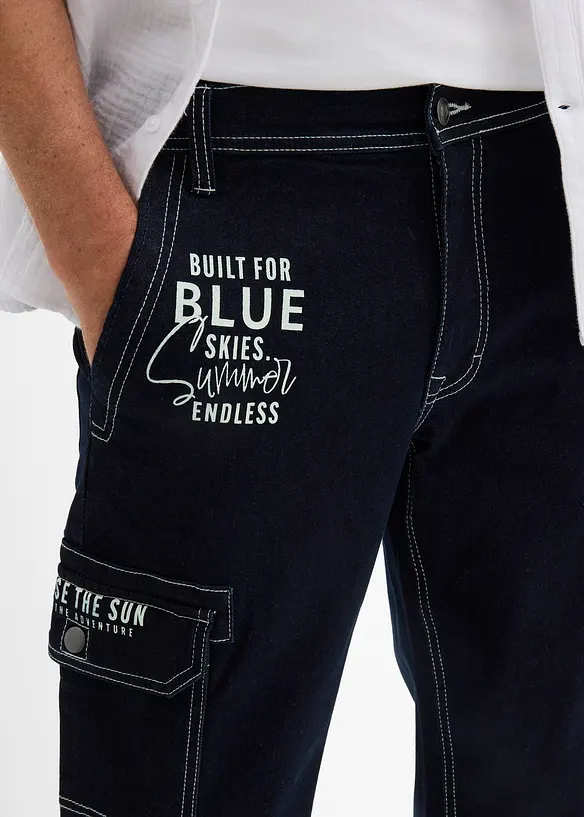 Jean cargo 3/4 regular &agrave; taille &eacute;lastiqu&eacute;e, bonprix