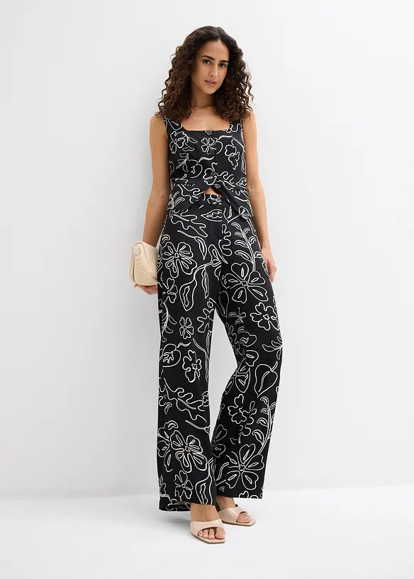 Pantalon large &agrave; pinces, bonprix