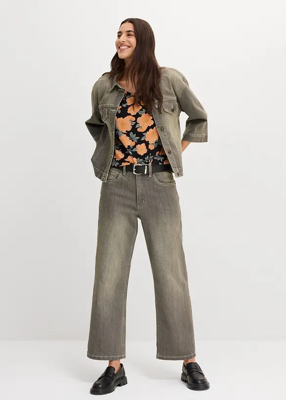 Jean large taille haute, cropped, bonprix