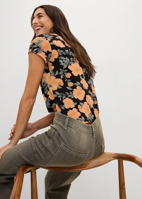 Jean large taille haute, cropped, bonprix