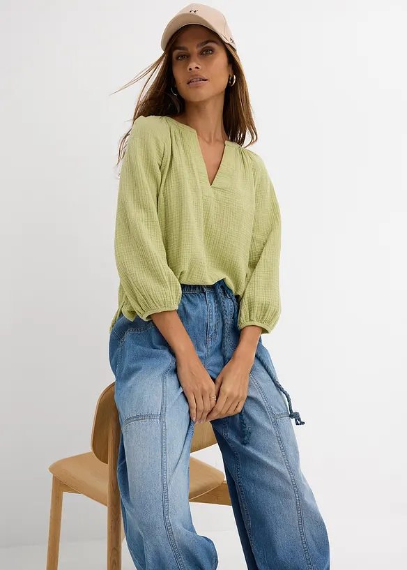 Jean barrel taille mi-haute &eacute;lastiqu&eacute;e, bonprix