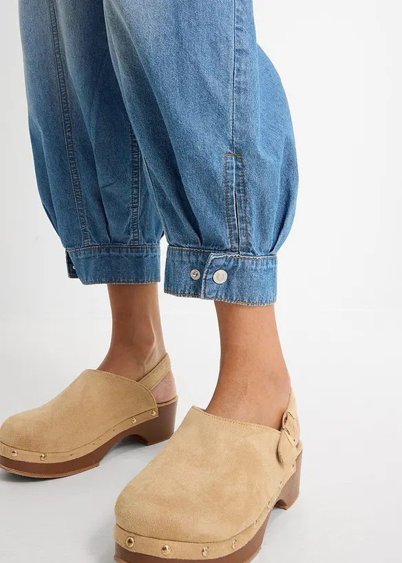 Jean barrel taille mi-haute &eacute;lastiqu&eacute;e, bonprix